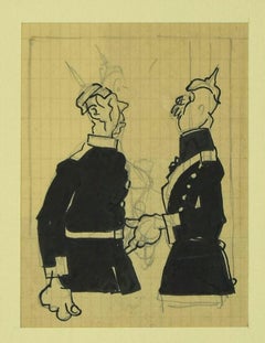 Soldati austro-ungarici - Tecnica mista originale di G. Galantara - Inizio 1900
