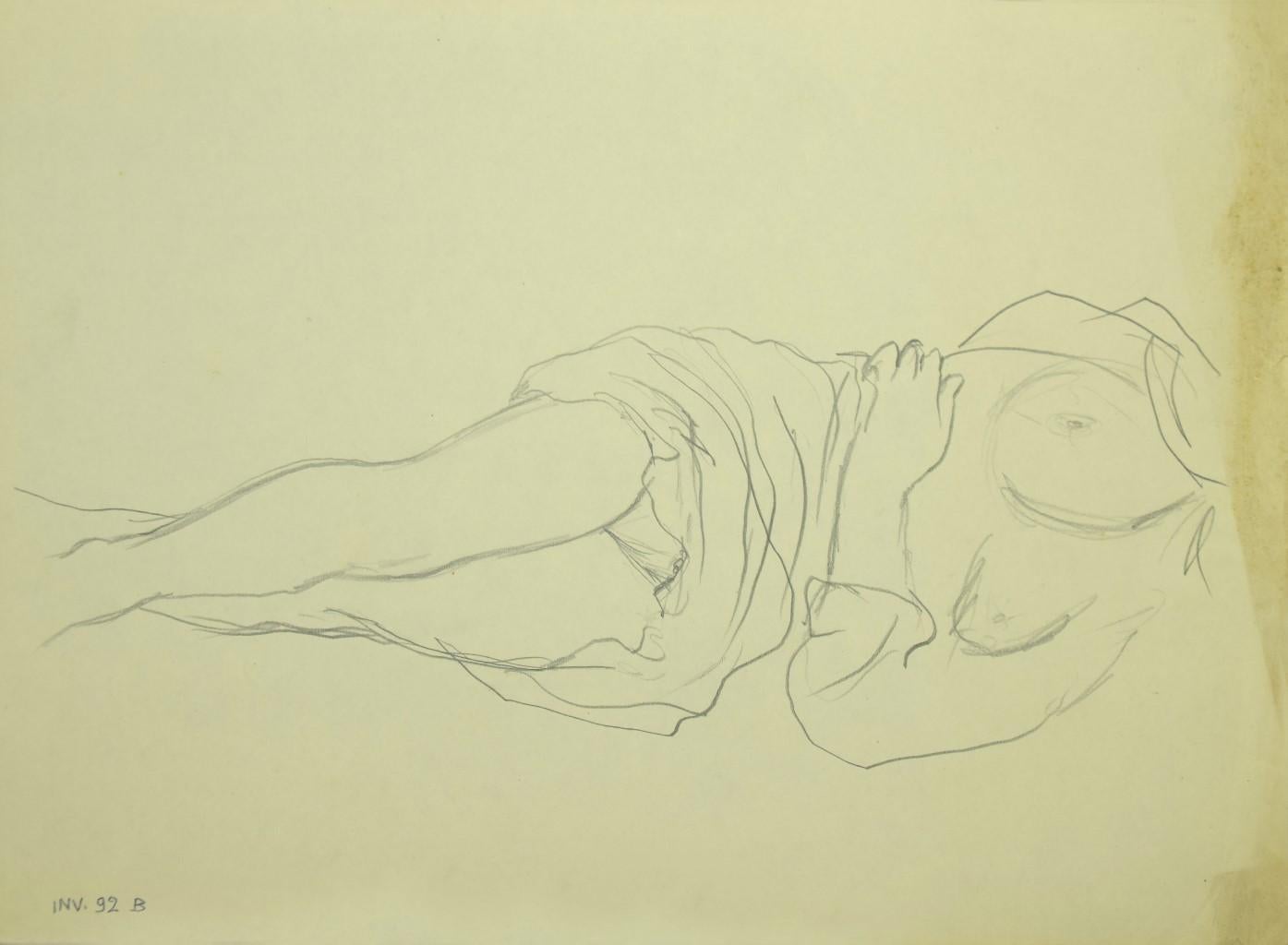 Nude - Original Pencil Drawing - Late 20th Century