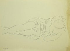 Vintage Nude - Pencil Drawing - Late 20th Century