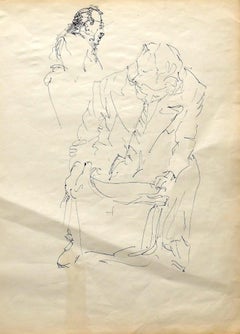 Portrait - Original Drawing in Pen - 1950