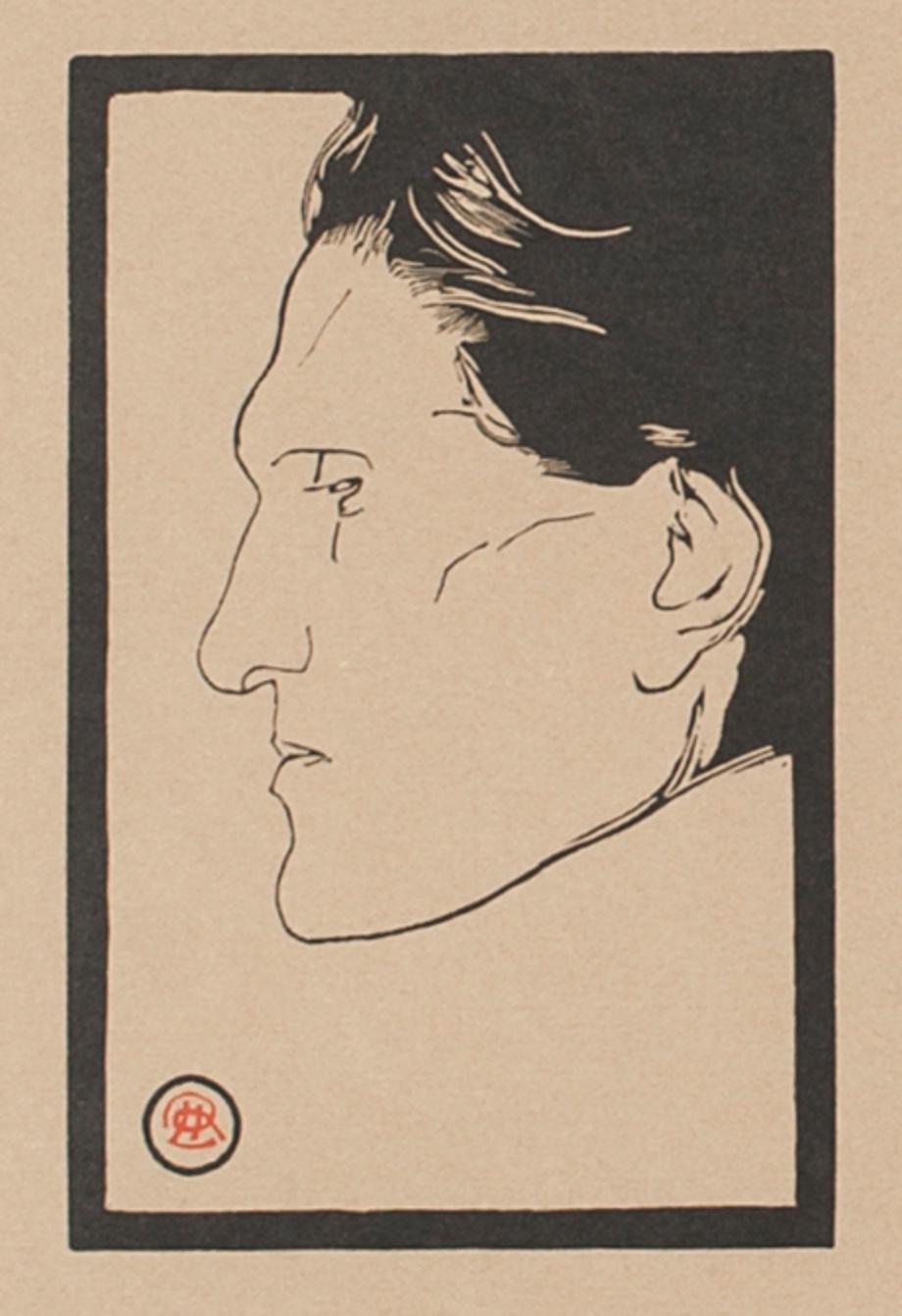 Portrait of Stefan George - Woodcut by Reinhold Lepsius- Early 1900