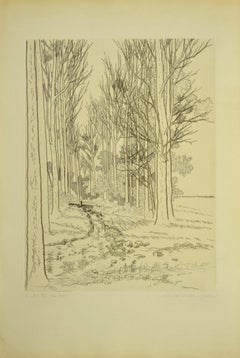 Paysage - Gravure originale d'A.R. Brudieux - années 1960