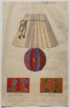 Antique The Lampshade - Original Watercolor - 19th Century