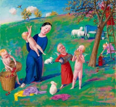 Paysage Naif - Peinture originale Tempera de Jan Knap - 2005