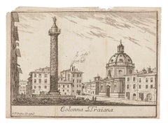 Colonna Traiana - Lithograph on Paper by Pierre Duflos - 19th Century