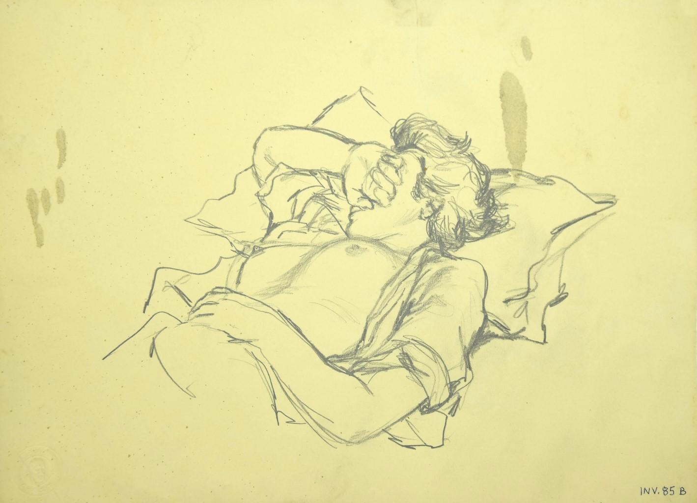 Leo Guida Figurative Art - Sleeping Figure - Pencil Drawing - 1970s