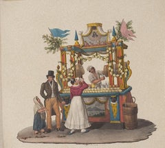 Drinks Seller - Gouache by Michela De Vito - 18th Century