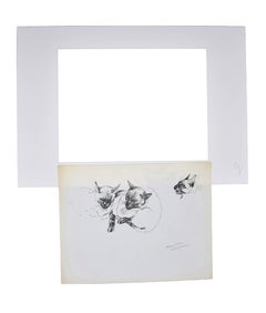 The Cats - Pen on Paper by Marie Paulette Lagosse - 1970s