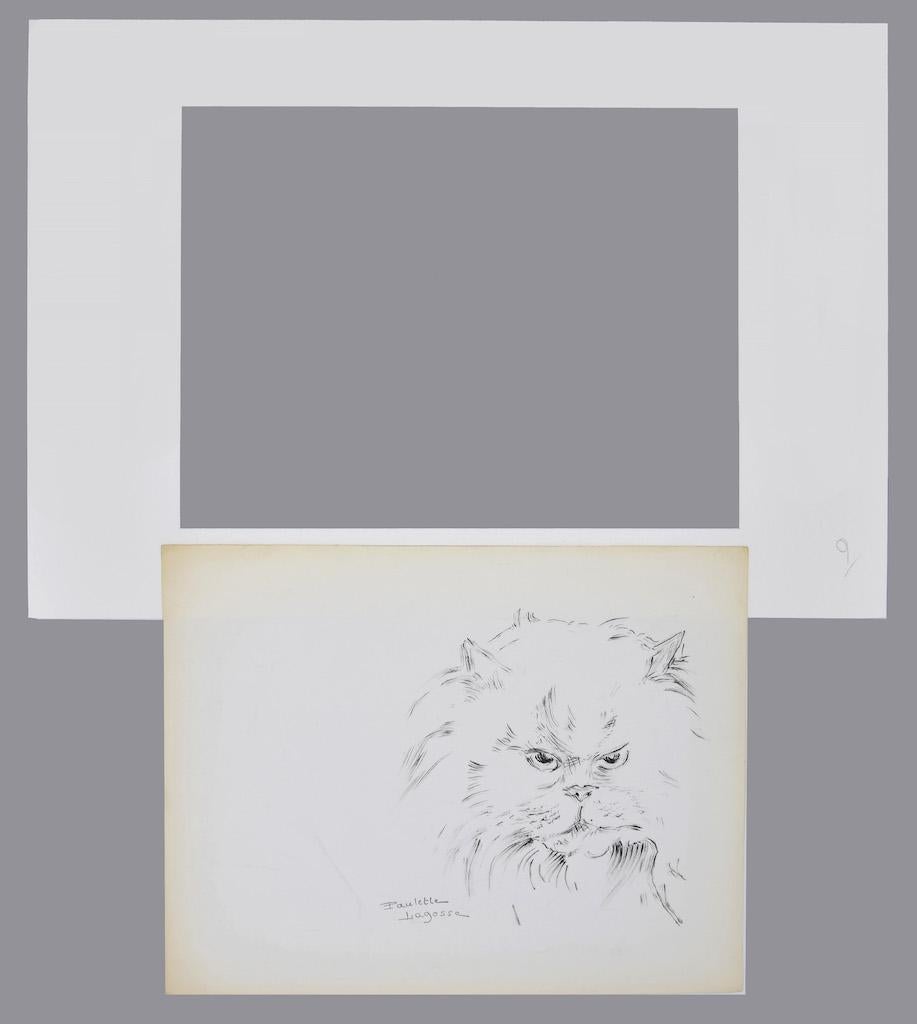 The Cat is an original drawing in pen on ivory-colored paper, realized by Marie Paulette Lagosse (1921-1996).

Hand-signed on the lower left in pen.

The state of preservation of the artwork is excellent.

Included a white passepartout: 34 x 49