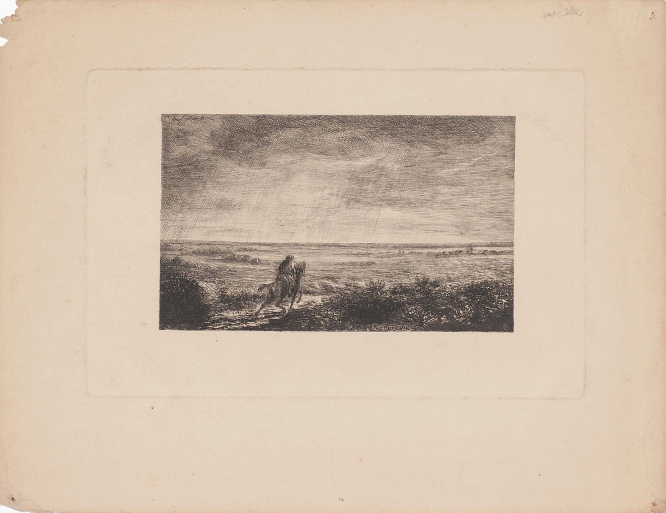 Horseman - Original Etching - 1875 - Print by Alphonse Edouard Enguérand Aufray de Roc'Bhian