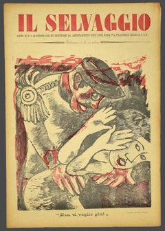 Vintage Il Selvaggio #4 - Art Magazine with Original Woodcuts by Mino Maccari - 1933