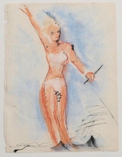 Bañista - Dibujo original - Mediados del siglo XX