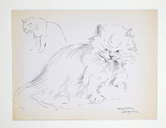 The Cat - Original Pen on Paper by M. P. Lagosse - 1970s