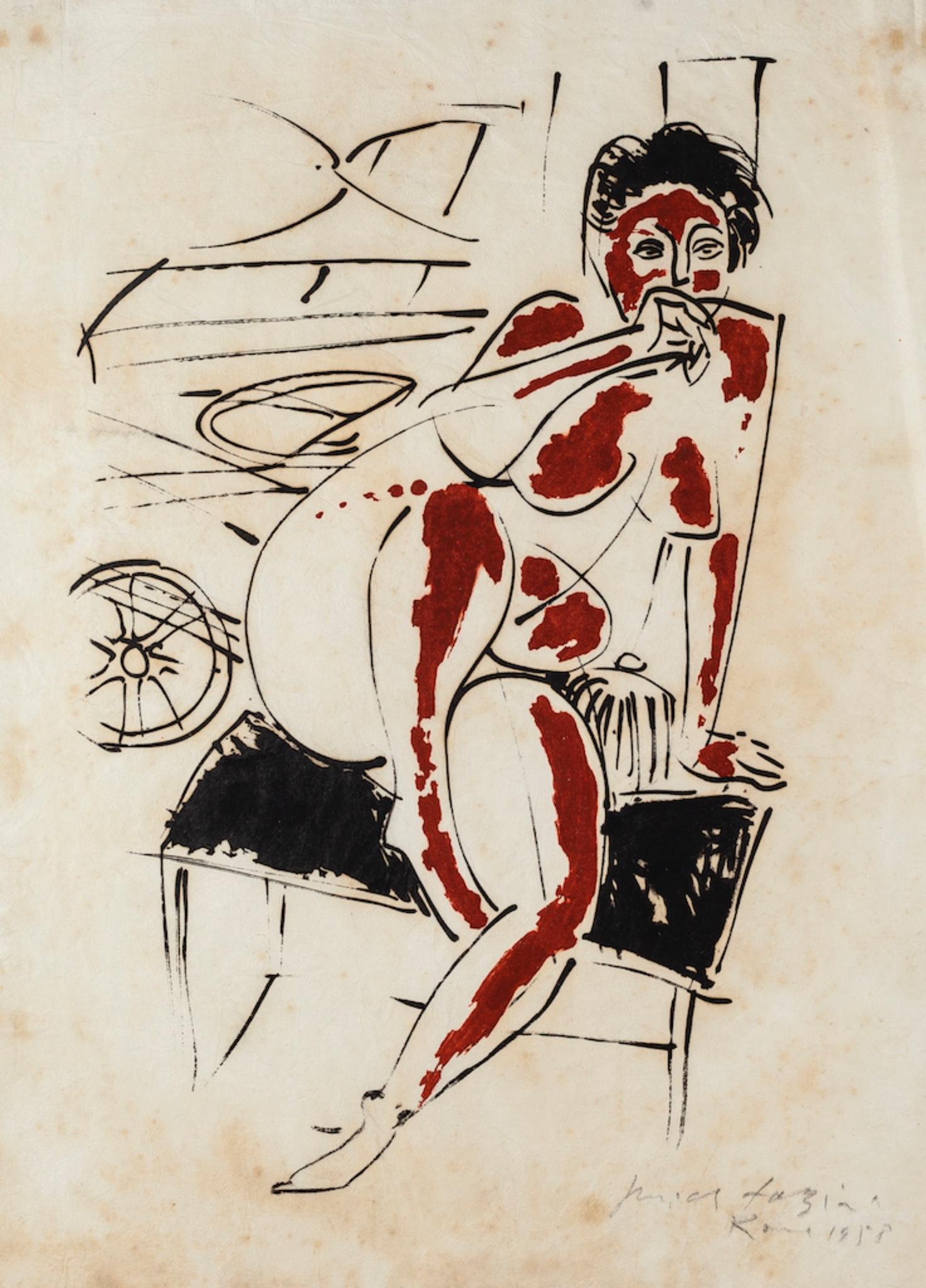 Nude -  Lithograph by Pericle Fazzini - 1958