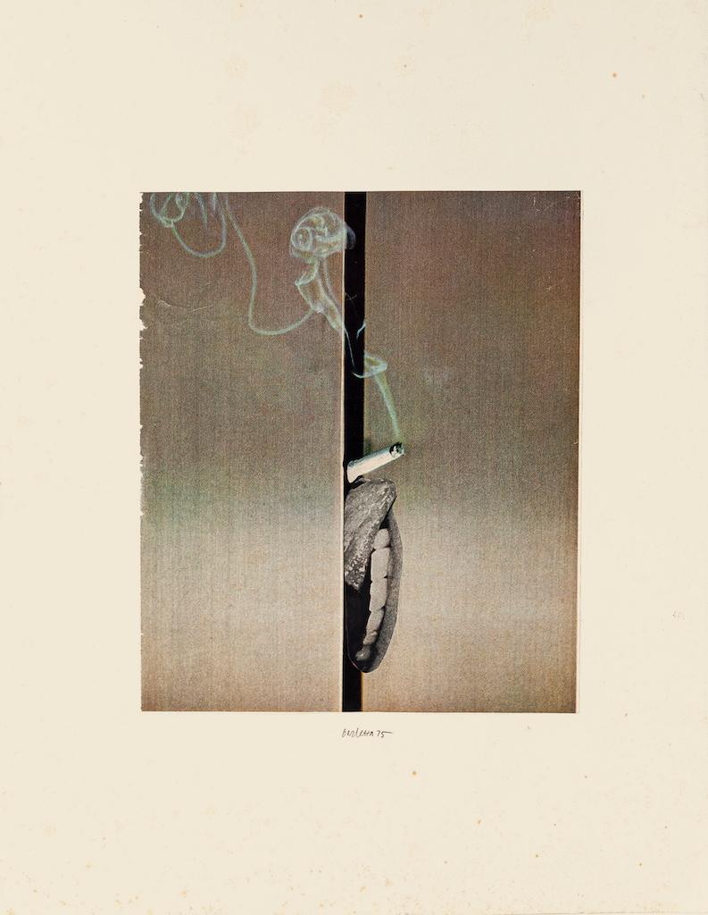 Smoking è un'opera d'arte originale a collage realizzata nel 1975 dall'artista italiano Sergio Barletta. 

Firmato a mano e datato in basso al centro.  Dimensioni dell'immagine: 24.5  x 21 cm

In ottime condizioni, con qualche foxing
