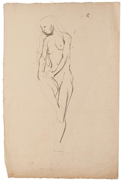 Vintage Nude - Drawing in Pencil by Jeanne Daour - Mid-20th Century
