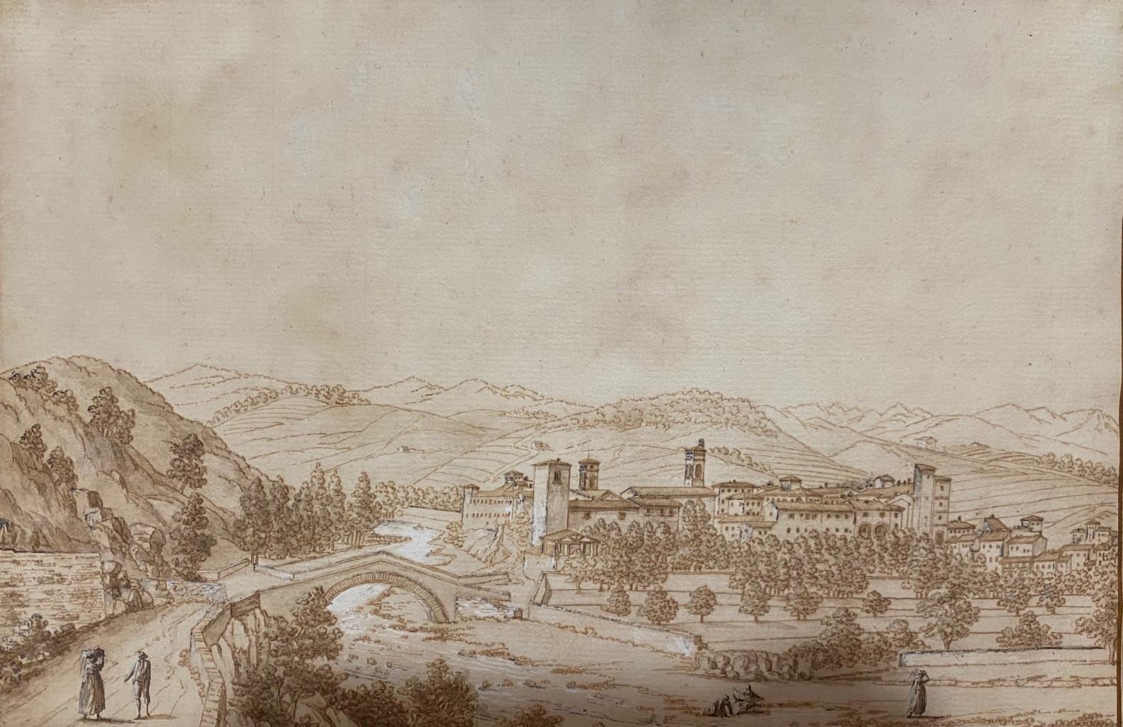 Unknown Landscape Art – Landschaftslandschaft – Zeichnung mit Bleistift – frühes 20. Jahrhundert