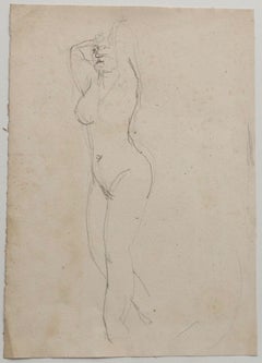 Vintage Nude - Drawing in Pencil by Jeanne Daour - 1939