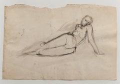 Aktzeichnung mit Bleistift von Jeanne Daour – Mitte des 20. Jahrhunderts