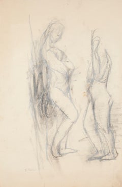 Nude -  Drawing in Pencil by Jeanne Daour - Mid-20th Century