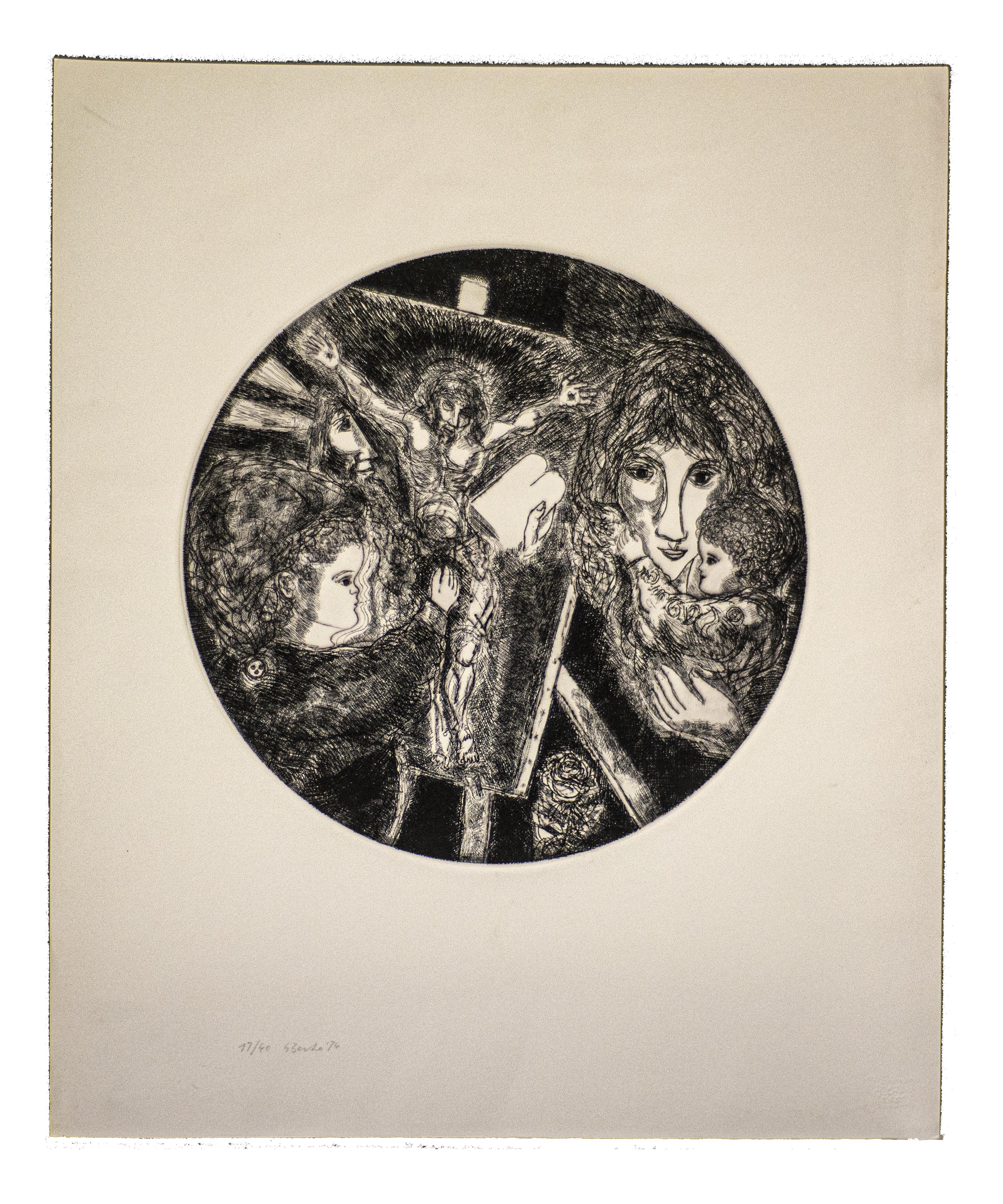 Painter is an original etching on paper realized by Gian Paolo Berto, in 1974.

Good conditions .

Hand-signed and numbered, edition: 17/40.

Sheet dimension: 61 x 49.5

The artwork represents a painter drawing The artwork is depicted skillfully