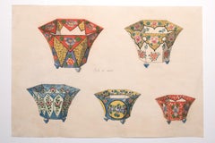 Antique Porcelain Vases - Watercolor - 1880 ca.