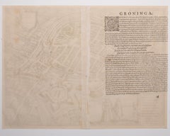 Carte de Groningen - gravure de George Braun - fin du 16e siècle
