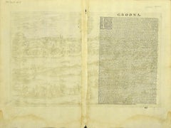 Carte de Grodno - gravure originale de George Braun - fin du 16ème siècle