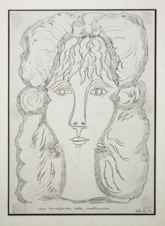 Porträt von Berenice – Bleistift auf Papier von Gian Paolo Berto  - 1971
