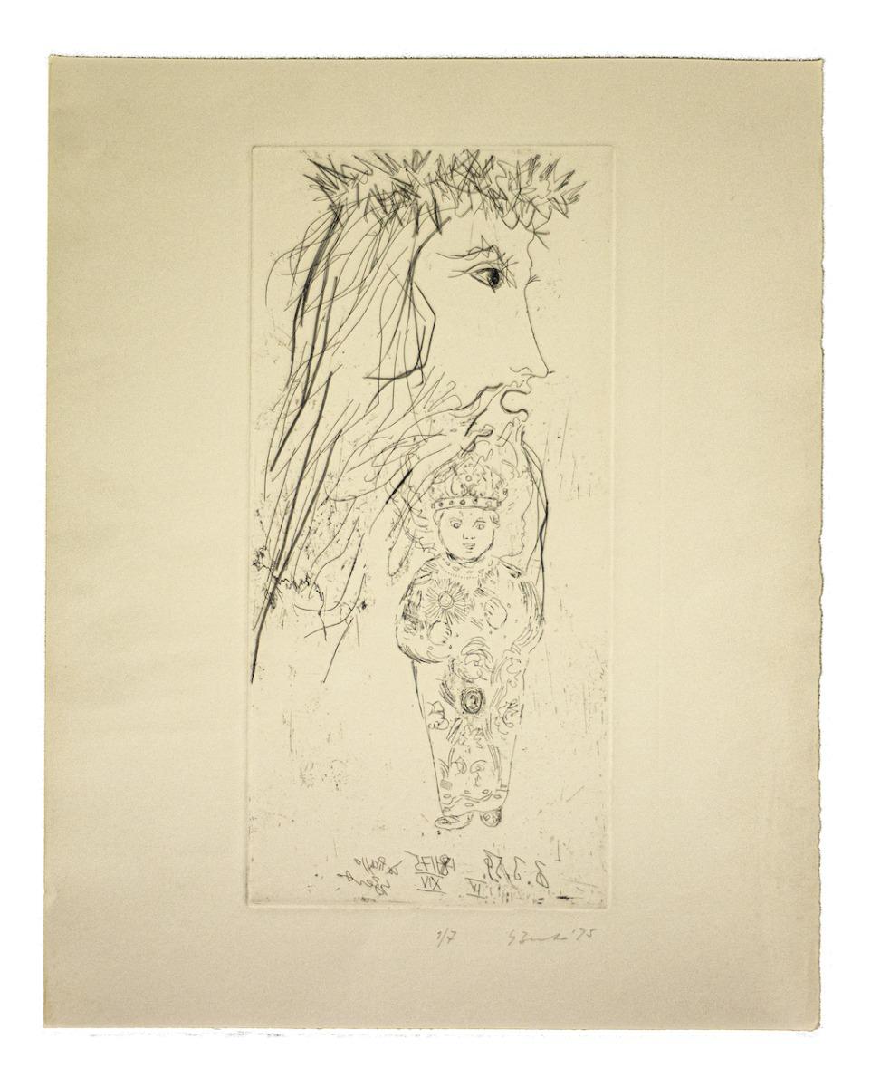 König David – Radierung auf Papier von Gian Paolo Berto  - 1975 im Angebot 1