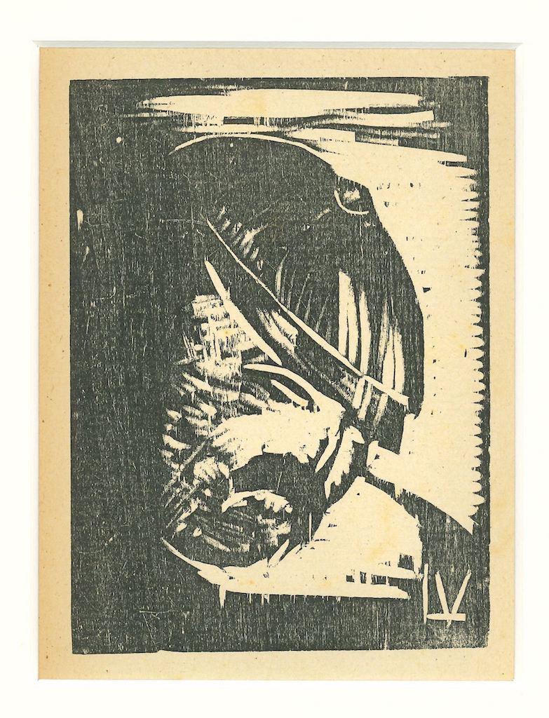 Drunk - Woodcut by Lorenzo Viani - 1930