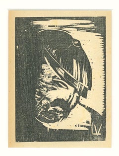 Drunk - Woodcut by Lorenzo Viani - 1930