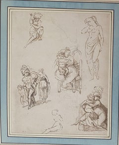 Figure - Original Ink Drawing - 19th Century