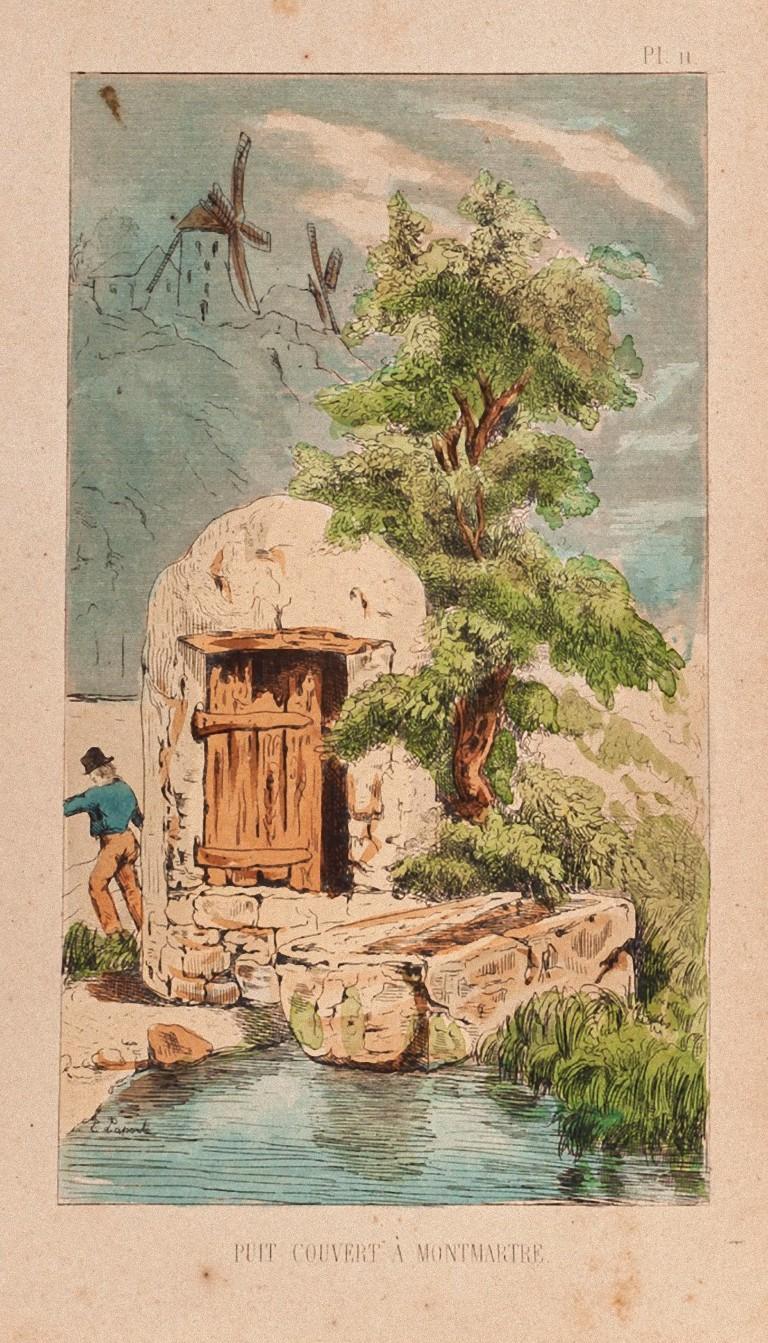 Put couvert à Montmartre ist eine Original-Lithographie auf Papier, realisiert von  E. Laport um 1860.

Der Erhaltungszustand ist bis auf einige diffuse Flecken gut.

Handkoloriert.

Schild Nr.11

Blattgröße: 21 x 13

Das Kunstwerk stellt eine