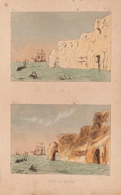 Antique Landscape -  Lithograph on Paper by E. Laport - 1860