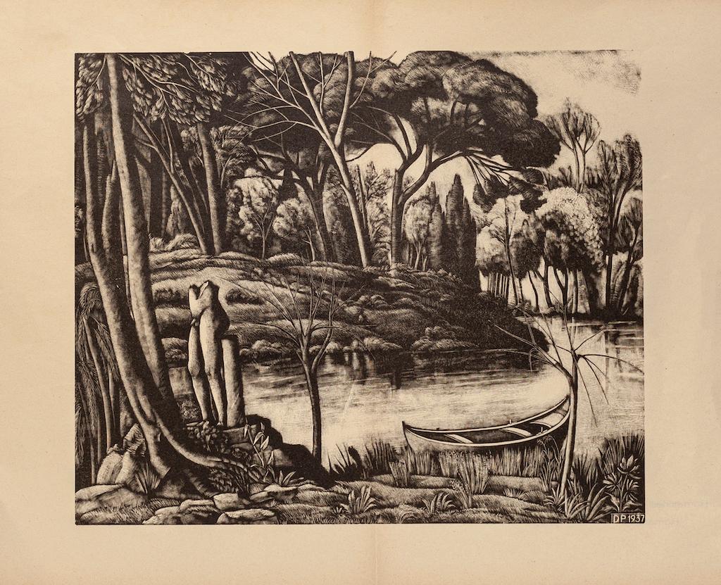 Landschaft ist eine schöne Original-Lithographie auf Papier von Diego Petinelli.

Monogrammiert und datiert unten rechts: DP, 1937.

Blattgröße: 31 x 40,5 cm.

gute Bedingungen mit Ausnahme der Linie, die in der Mitte gefaltet ist.

Dieses