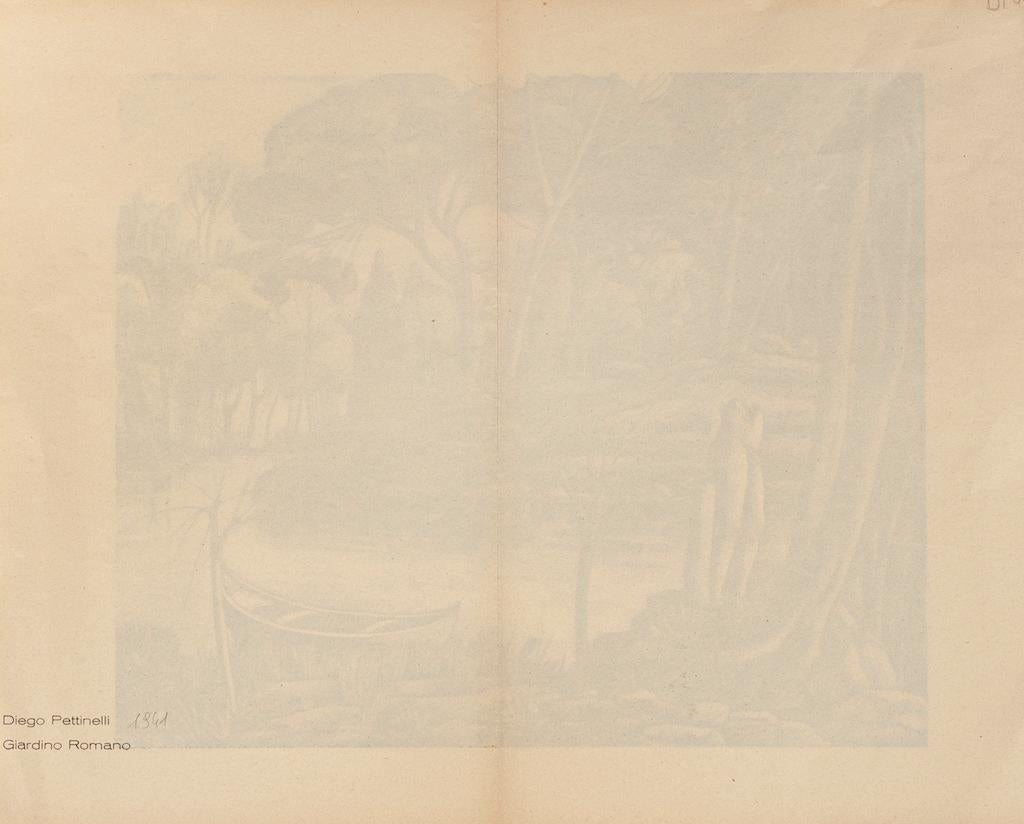 Landscape is a beautiful original lithograph on paper realized by Diego Petinelli.

Monogrammed and dated on the lower right, DP, 1937.

Sheet dimension: 31 x 40.5 cm.

good conditions except for the line of being fold on the middle.

This