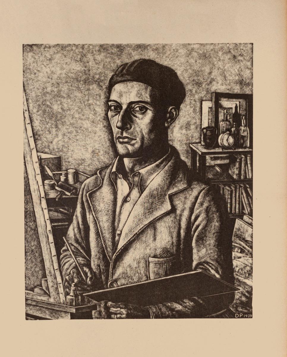 Diego Pettinelli Figurative Print - Self-Portrait -  Lithograph on Paper by Diego Petinelli - 1939