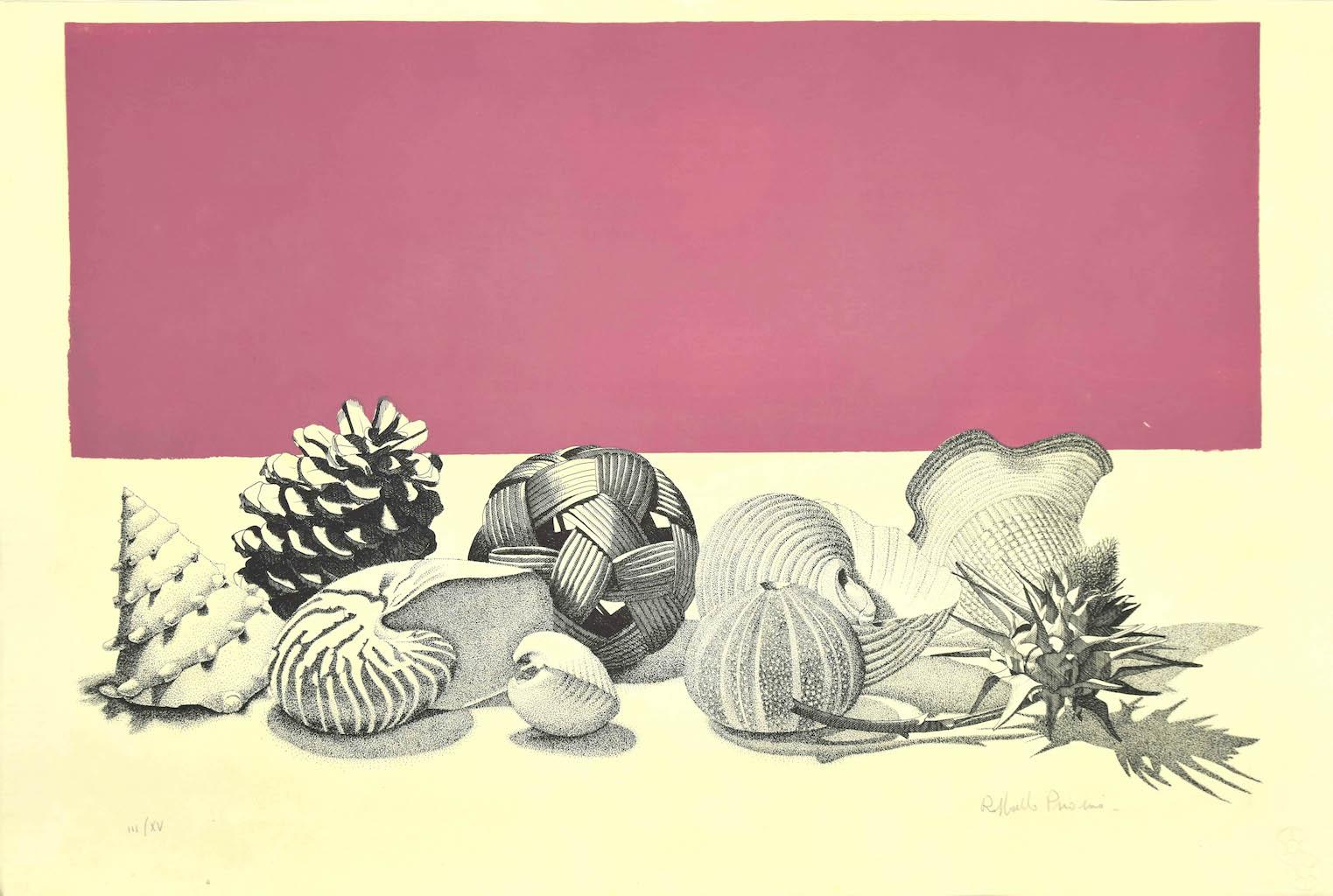 Still Life is an original colored lithograph on  ivory-colored paper, realized by Italian artist Raffaello Piraino (1938).

Hand-signed on the lower right in pencil. Numbered on the lower left in pencil, edition of III/XV prints.

The state of