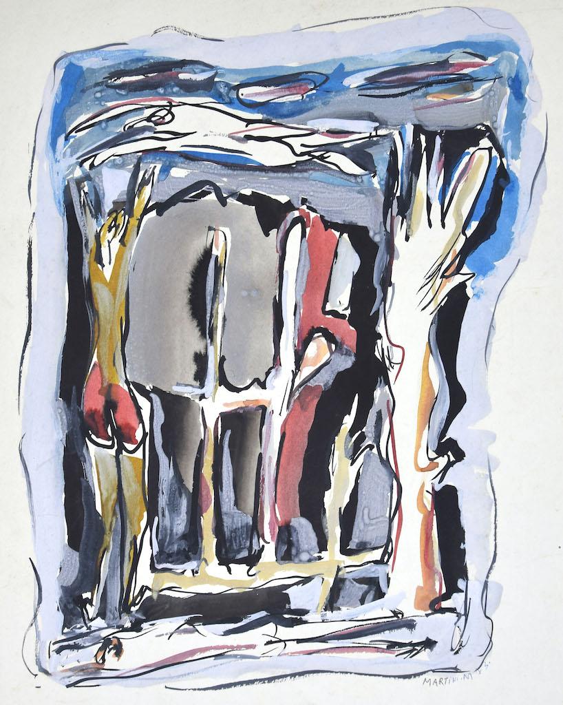 Komposition – Mixed Media auf Karton von Mario Martini – 1973