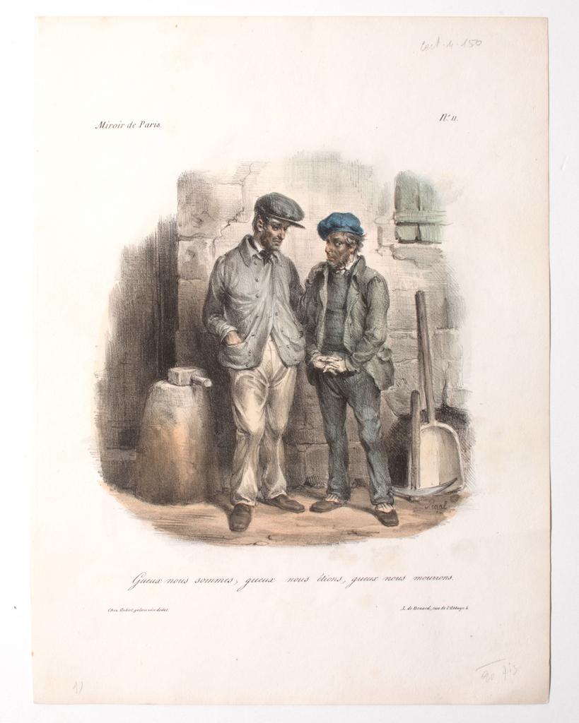 Miroir de Paris -  Lithograph and Pouchoir by E. J. Pigal - 19th Century
