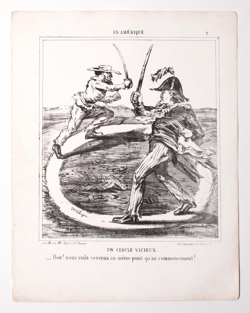 En Amérique - Lithograph on Paper by Jules Pelcaq - 19th Century