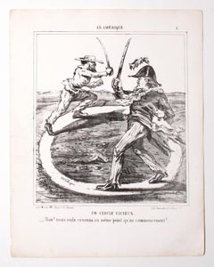 Antique En Amérique - Lithograph on Paper by Jules Pelcaq - 19th Century