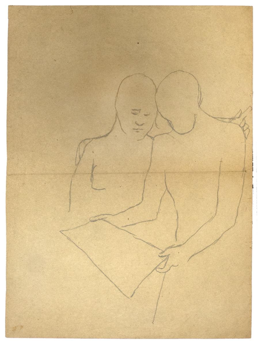 Unknown Landscape Art – Figuren – Original-Bleistift auf Papier – 1930er Jahre