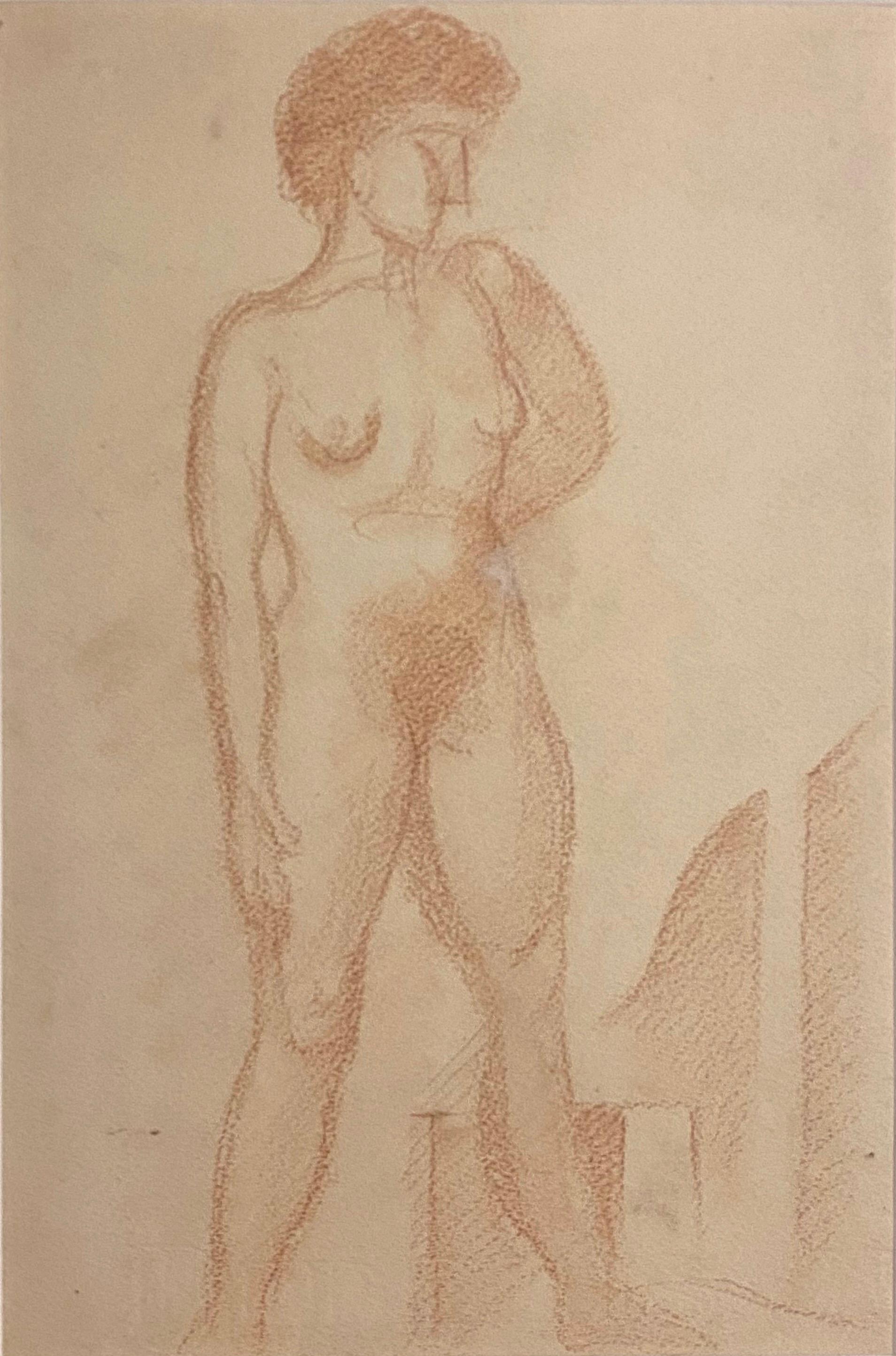 "Nude" is an original drawing in sanguine on paper, realized by Jean Delpech. 

The state of preservation of the artwork is very good.

Included passepartout.

The artwork represents a beautiful figure of a nude woman.

Jean-Raymond Delpech