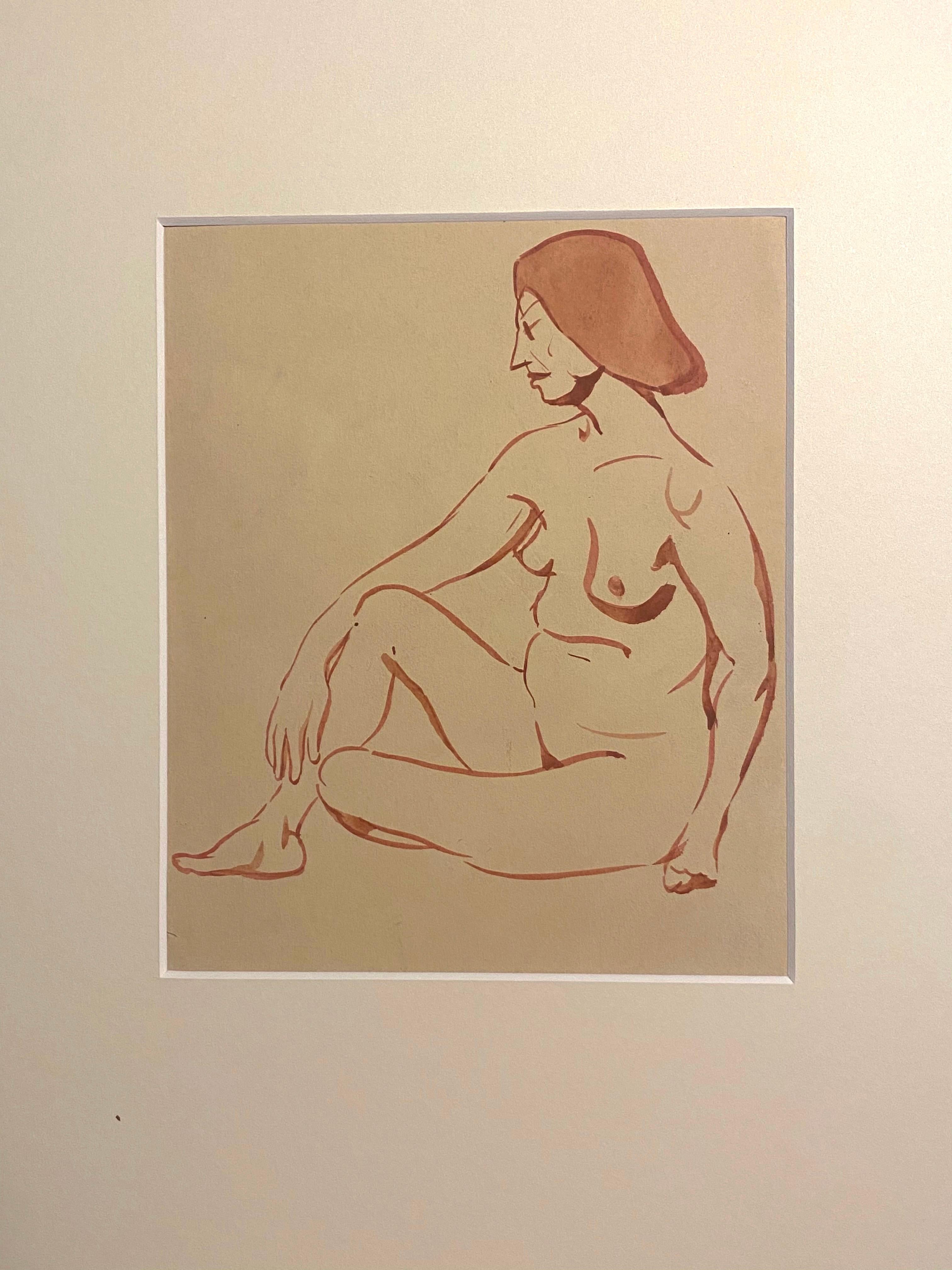 Nude of Woman - Original Watercolor by Jean Delpech - 1930s For Sale 1
