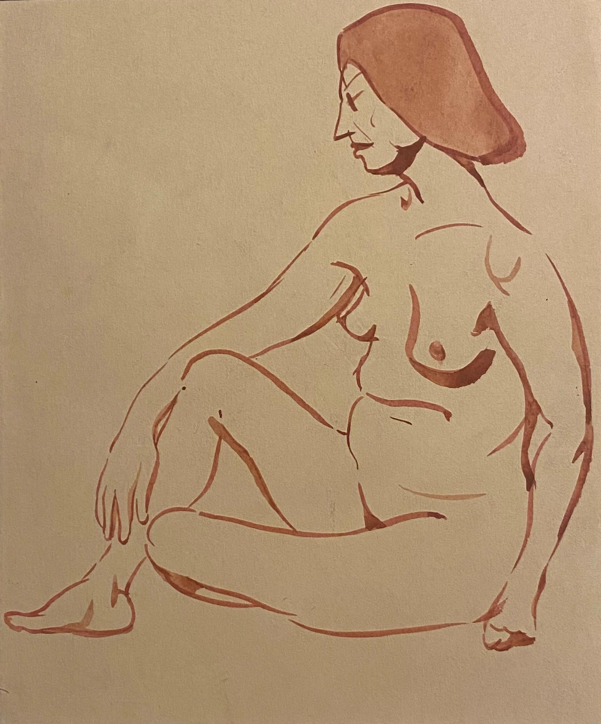 "Nude" is an original drawing in sanguine and watercolor on paper, realized by Jean Delpech (1916-1988). 

The state of preservation of the artwork is very good.

Included Passaport.

The artwork represents a beautiful figure of a nude