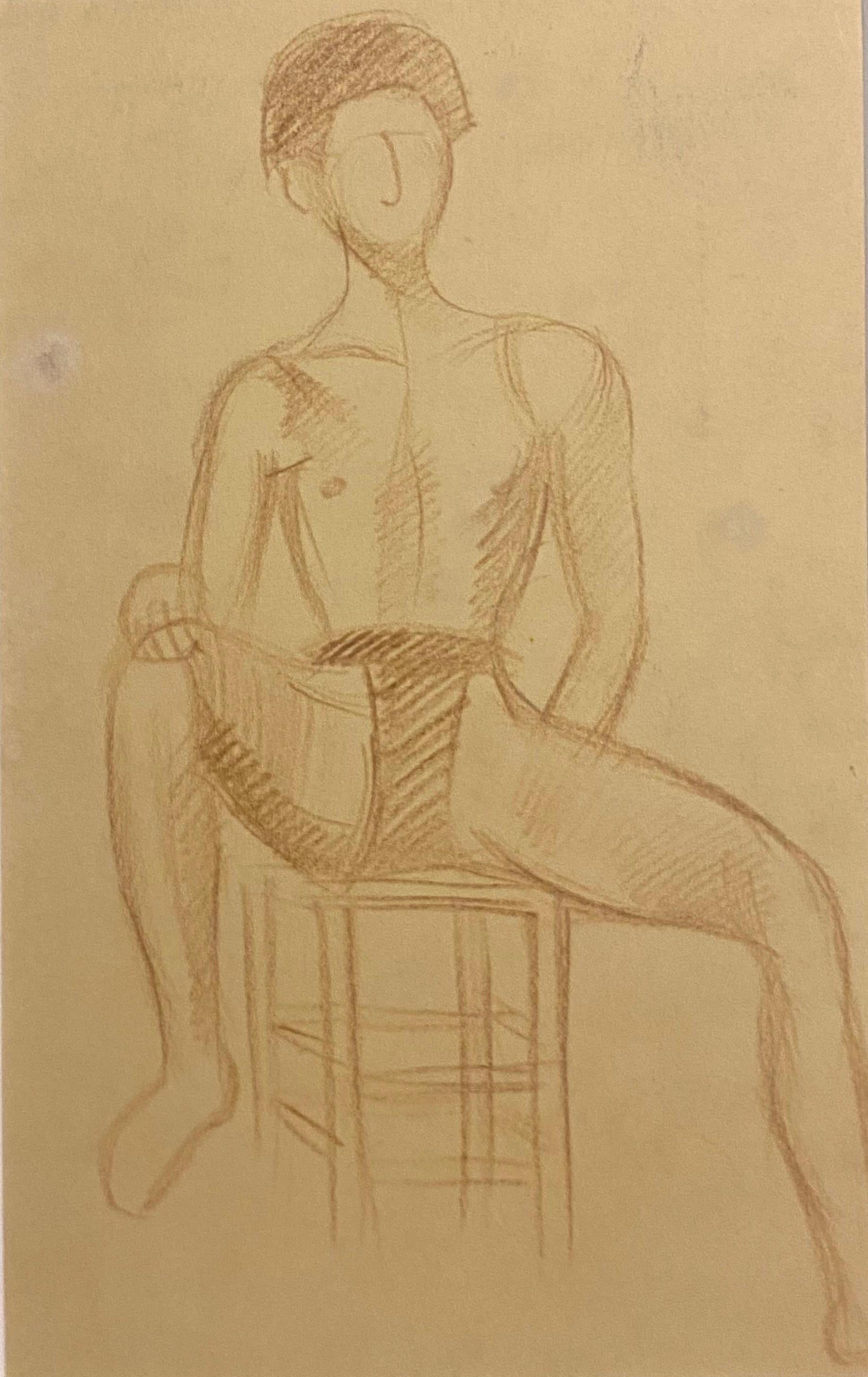 Figurative Art di Jean Delpech - Ritratto di ragazzo - Disegno originale - Anni '30