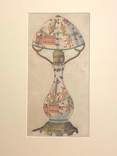 Porzellan-Lumen - Original Tinte und Aquarell - 1890er Jahre