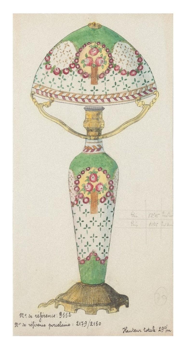 Porcelain Lumen - Original China Ink and Watercolor - 1890s